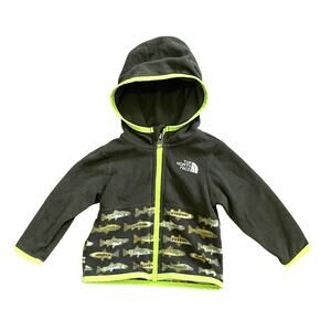 The North Face Infant Boys Fleece Lined Hooded Jacket Fish Pattern Size 3-6M